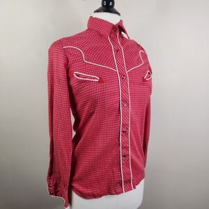 Red Western-Style Snap Button Shirt - Women